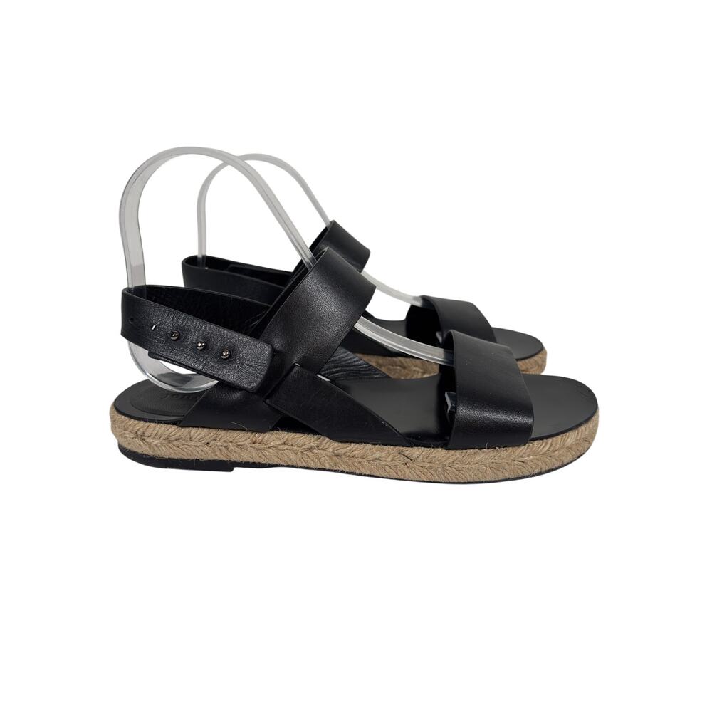 Jenni Kayne Sunday Espadrilles Womens 8 EU38 Black Leather Sandals Slingback